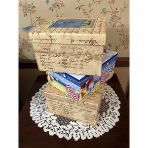 Beach Decor Boxes Stackable Trinket Condo Cottage Dorm Room